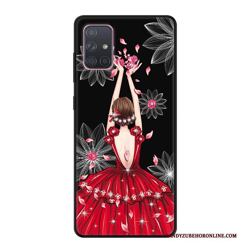 Hülle Samsung Galaxy A71 Kreativ Schwarz Anti-sturz, Case Samsung Galaxy A71 Karikatur Mini Handyhüllen