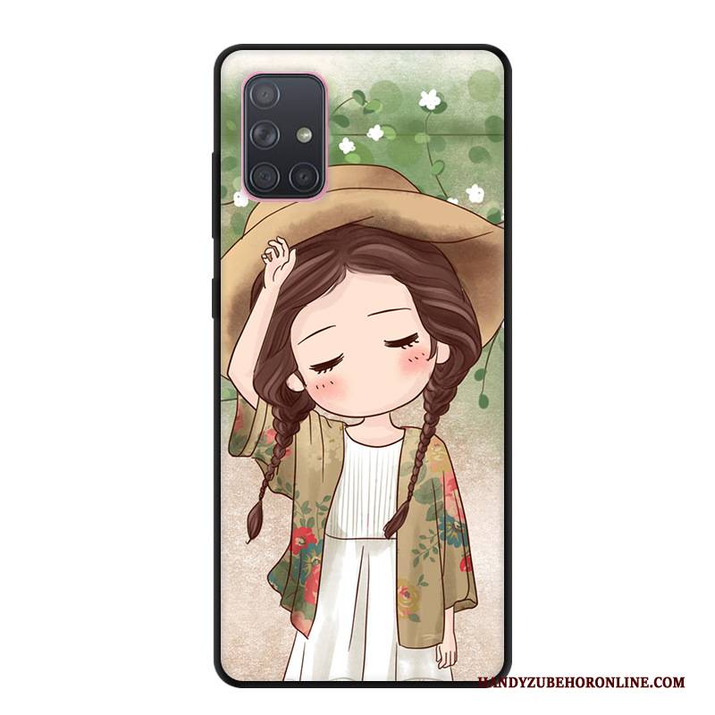 Hülle Samsung Galaxy A71 Kreativ Schwarz Anti-sturz, Case Samsung Galaxy A71 Karikatur Mini Handyhüllen