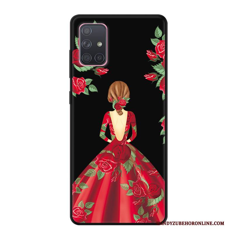 Hülle Samsung Galaxy A71 Kreativ Schwarz Anti-sturz, Case Samsung Galaxy A71 Karikatur Mini Handyhüllen