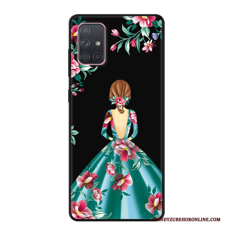 Hülle Samsung Galaxy A71 Kreativ Schwarz Anti-sturz, Case Samsung Galaxy A71 Karikatur Mini Handyhüllen