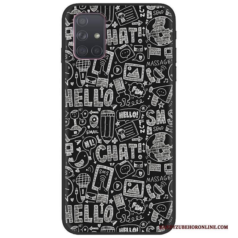 Hülle Samsung Galaxy A71 Kreativ Schwarz Nubuck, Case Samsung Galaxy A71 Weiche Trend Handyhüllen