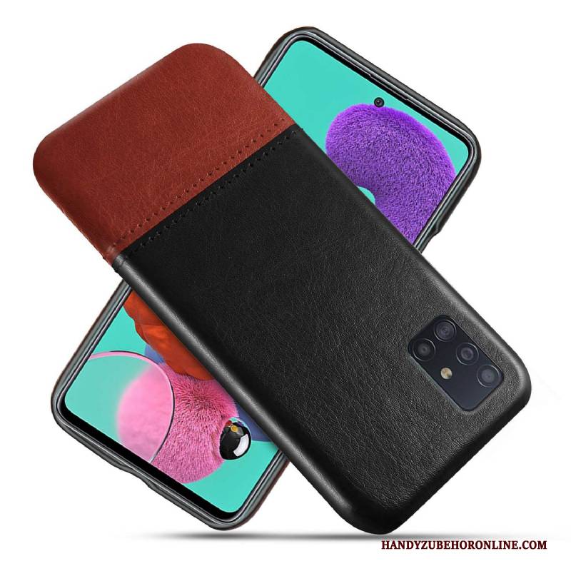 Hülle Samsung Galaxy A71 Leder Business Handyhüllen, Case Samsung Galaxy A71 Schutz Verschleißfeste Schwarz