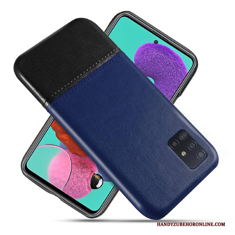 Hülle Samsung Galaxy A71 Leder Business Handyhüllen, Case Samsung Galaxy A71 Schutz Verschleißfeste Schwarz