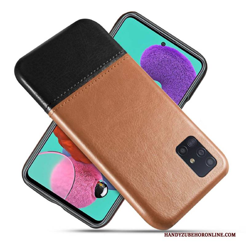 Hülle Samsung Galaxy A71 Leder Business Handyhüllen, Case Samsung Galaxy A71 Schutz Verschleißfeste Schwarz