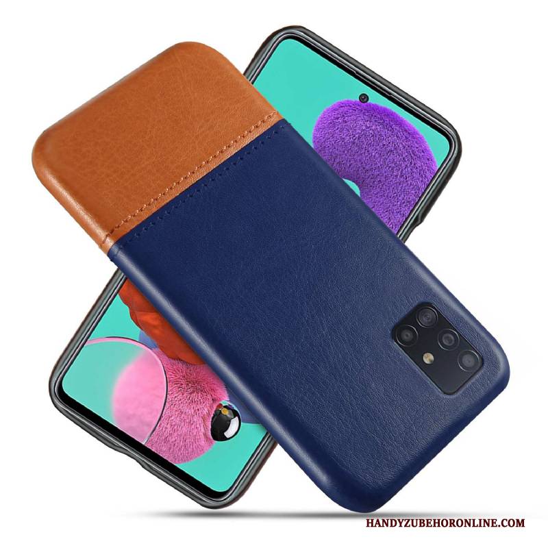 Hülle Samsung Galaxy A71 Leder Business Handyhüllen, Case Samsung Galaxy A71 Schutz Verschleißfeste Schwarz