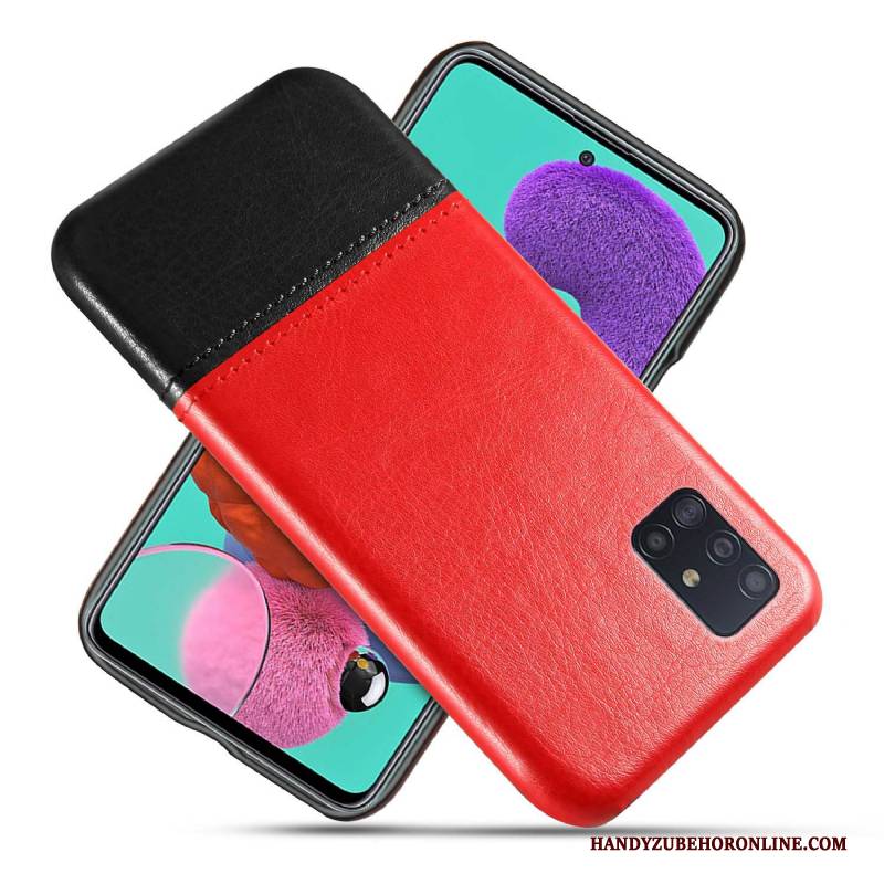 Hülle Samsung Galaxy A71 Leder Business Handyhüllen, Case Samsung Galaxy A71 Schutz Verschleißfeste Schwarz