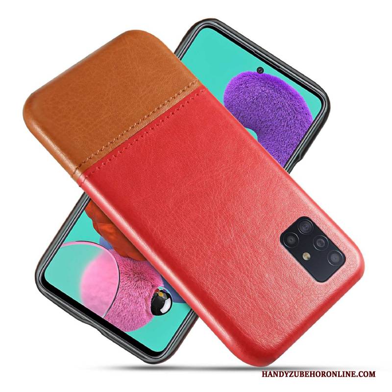 Hülle Samsung Galaxy A71 Leder Business Handyhüllen, Case Samsung Galaxy A71 Schutz Verschleißfeste Schwarz