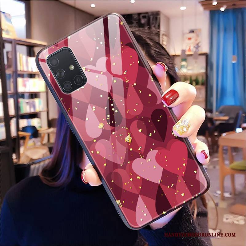 Hülle Samsung Galaxy A71 Liebe Leopard, Case Samsung Galaxy A71 Netto Rot Handyhüllen