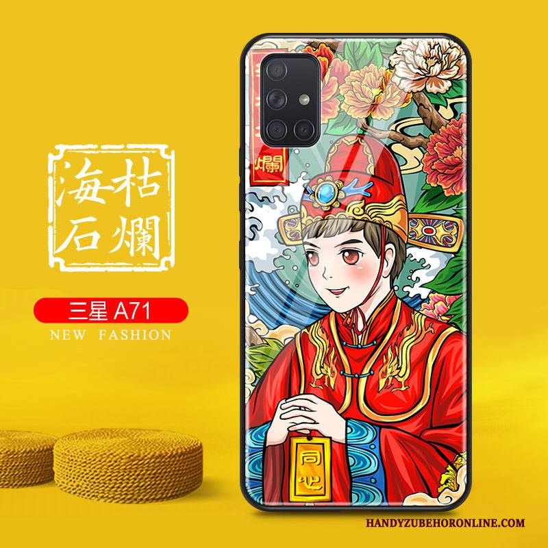 Hülle Samsung Galaxy A71 Schutz Handyhüllen Chinesische Art, Case Samsung Galaxy A71 Rot Liebhaber