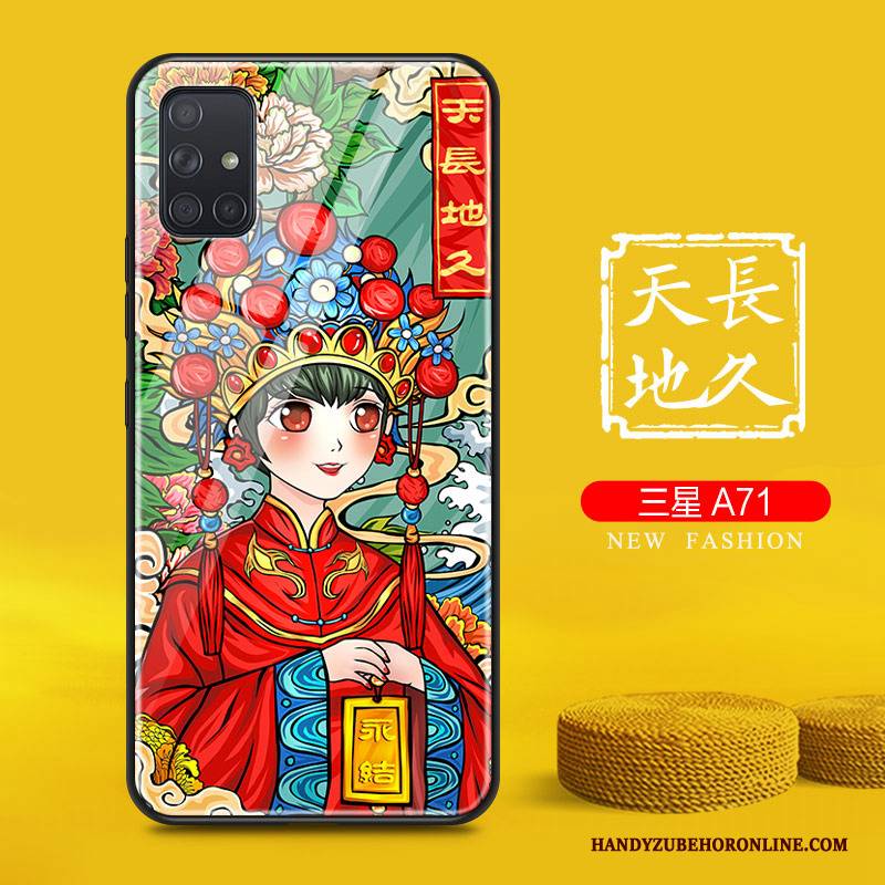 Hülle Samsung Galaxy A71 Schutz Handyhüllen Chinesische Art, Case Samsung Galaxy A71 Rot Liebhaber