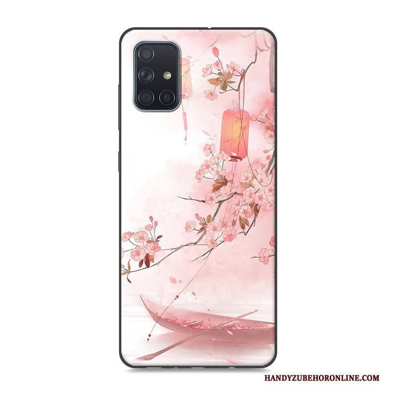 Hülle Samsung Galaxy A71 Silikon Chinesische Art Trend, Case Samsung Galaxy A71 Retro Handyhüllen Rosa