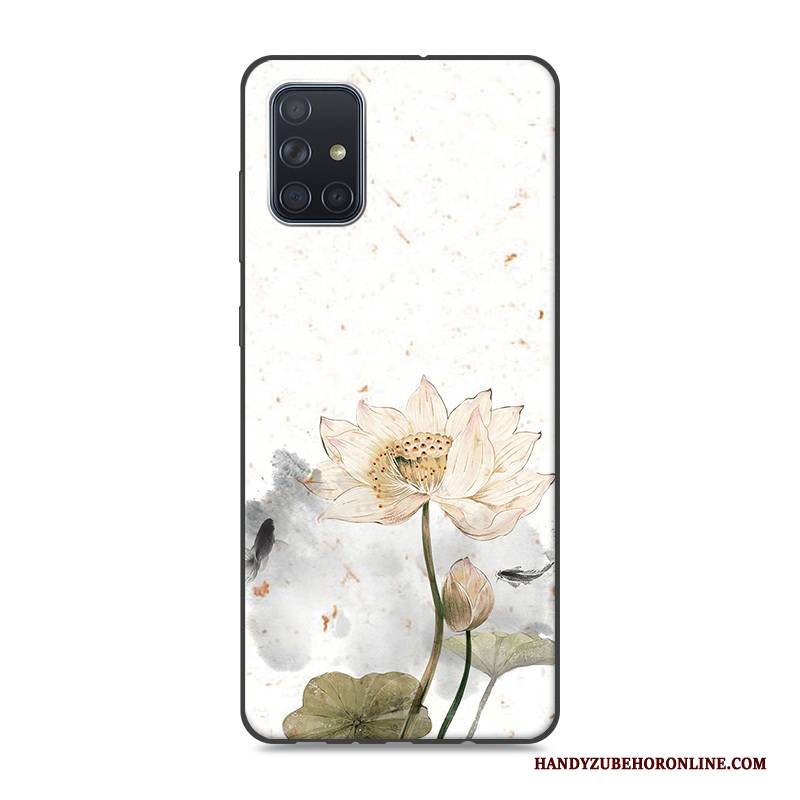 Hülle Samsung Galaxy A71 Silikon Chinesische Art Trend, Case Samsung Galaxy A71 Retro Handyhüllen Rosa