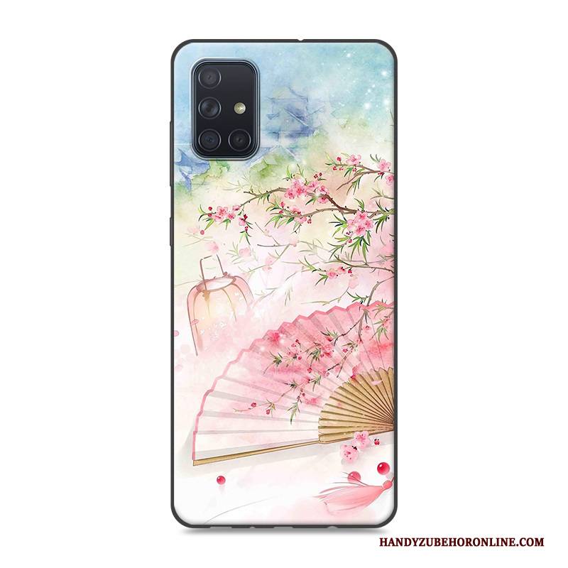 Hülle Samsung Galaxy A71 Silikon Chinesische Art Trend, Case Samsung Galaxy A71 Retro Handyhüllen Rosa