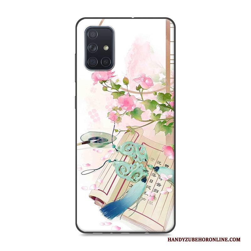 Hülle Samsung Galaxy A71 Silikon Chinesische Art Trend, Case Samsung Galaxy A71 Retro Handyhüllen Rosa