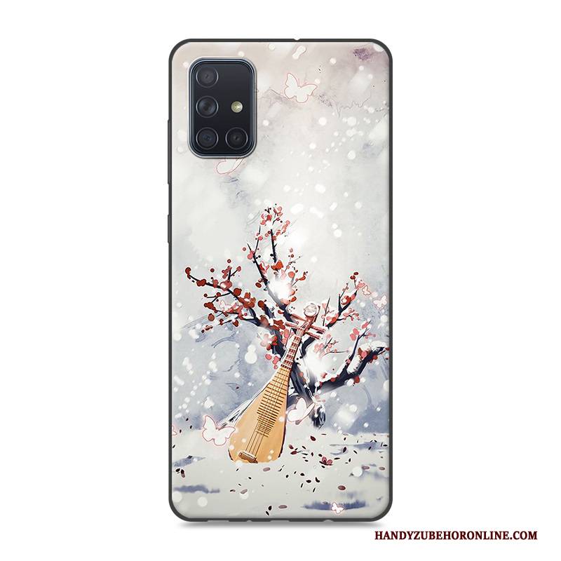 Hülle Samsung Galaxy A71 Silikon Chinesische Art Trend, Case Samsung Galaxy A71 Retro Handyhüllen Rosa