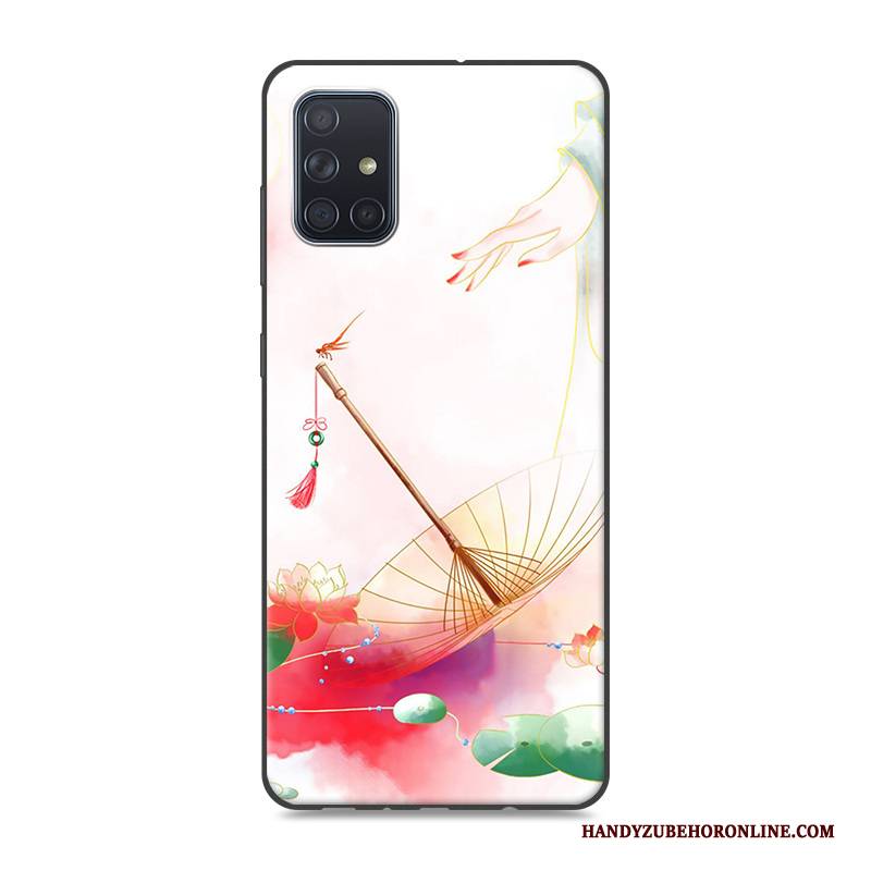 Hülle Samsung Galaxy A71 Silikon Chinesische Art Trend, Case Samsung Galaxy A71 Retro Handyhüllen Rosa