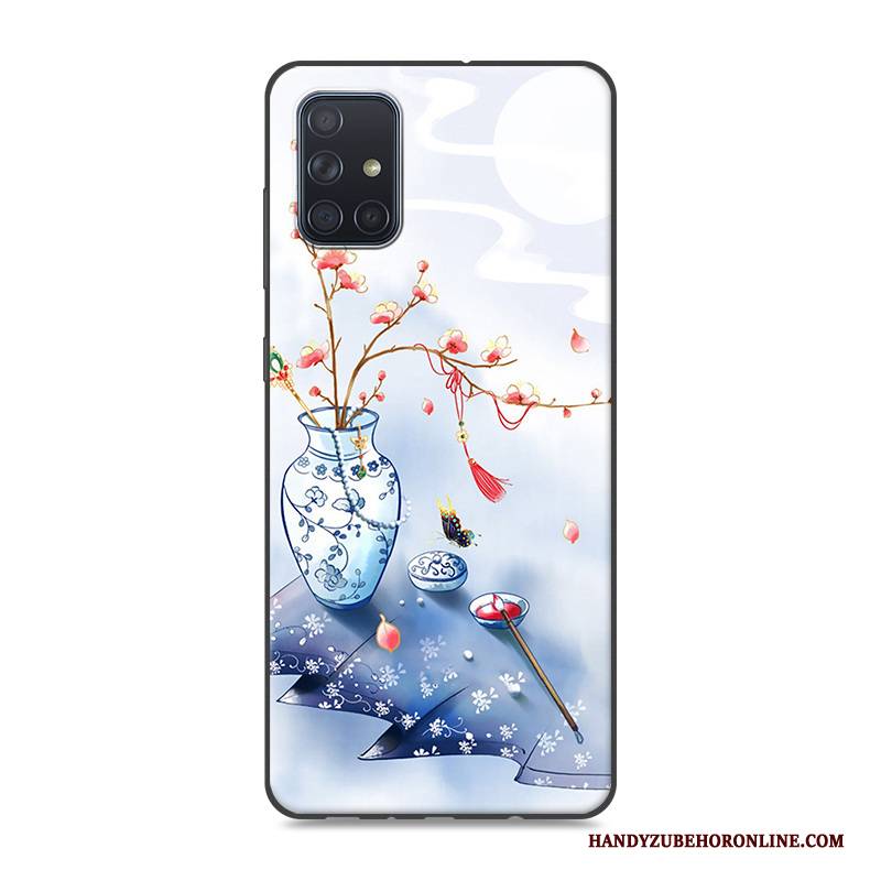 Hülle Samsung Galaxy A71 Silikon Chinesische Art Trend, Case Samsung Galaxy A71 Retro Handyhüllen Rosa