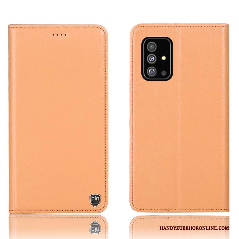 Hülle Samsung Galaxy A71 Taschen Handyhüllen Anti-sturz, Case Samsung Galaxy A71 Leder Muster Gelb