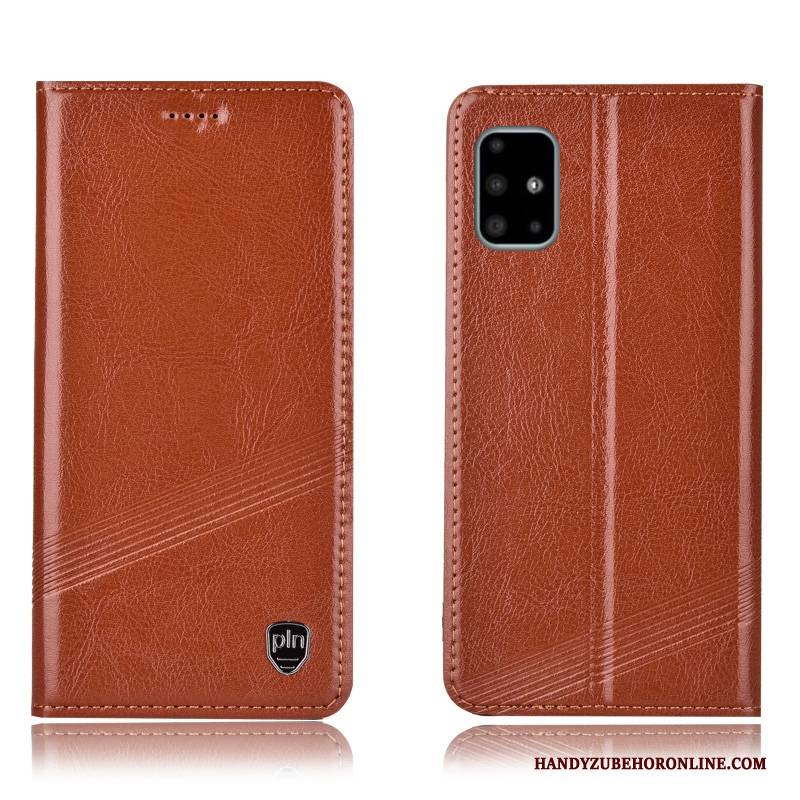 Hülle Samsung Galaxy A71 Taschen Handyhüllen Muster, Case Samsung Galaxy A71 Leder Anti-sturz Braun