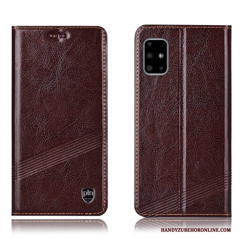 Hülle Samsung Galaxy A71 Taschen Handyhüllen Muster, Case Samsung Galaxy A71 Leder Anti-sturz Braun