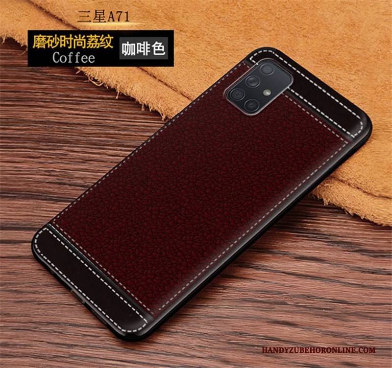 Hülle Samsung Galaxy A71 Taschen Litchi Nubuck, Case Samsung Galaxy A71 Schutz Anti-sturz Rot