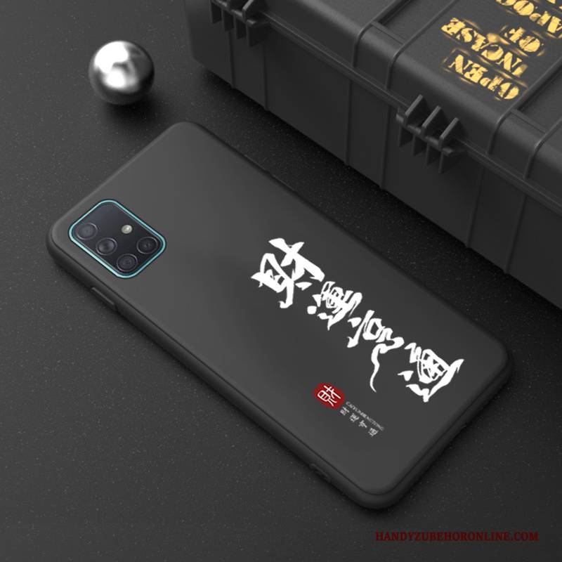 Hülle Samsung Galaxy A71 Weiche Chinesische Art Handyhüllen, Case Samsung Galaxy A71 Silikon Nubuck Schwarz