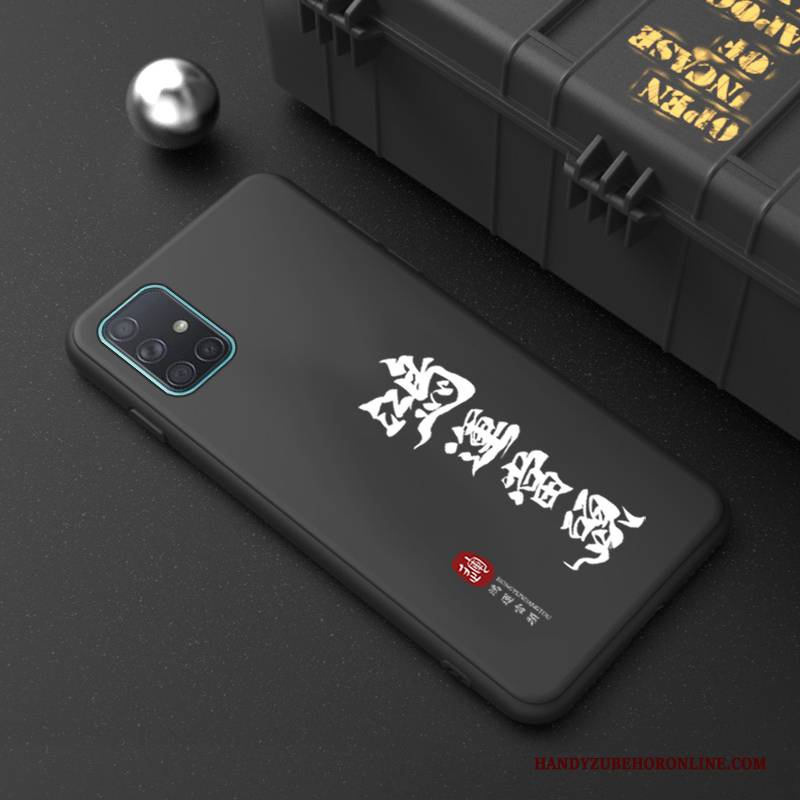 Hülle Samsung Galaxy A71 Weiche Chinesische Art Handyhüllen, Case Samsung Galaxy A71 Silikon Nubuck Schwarz