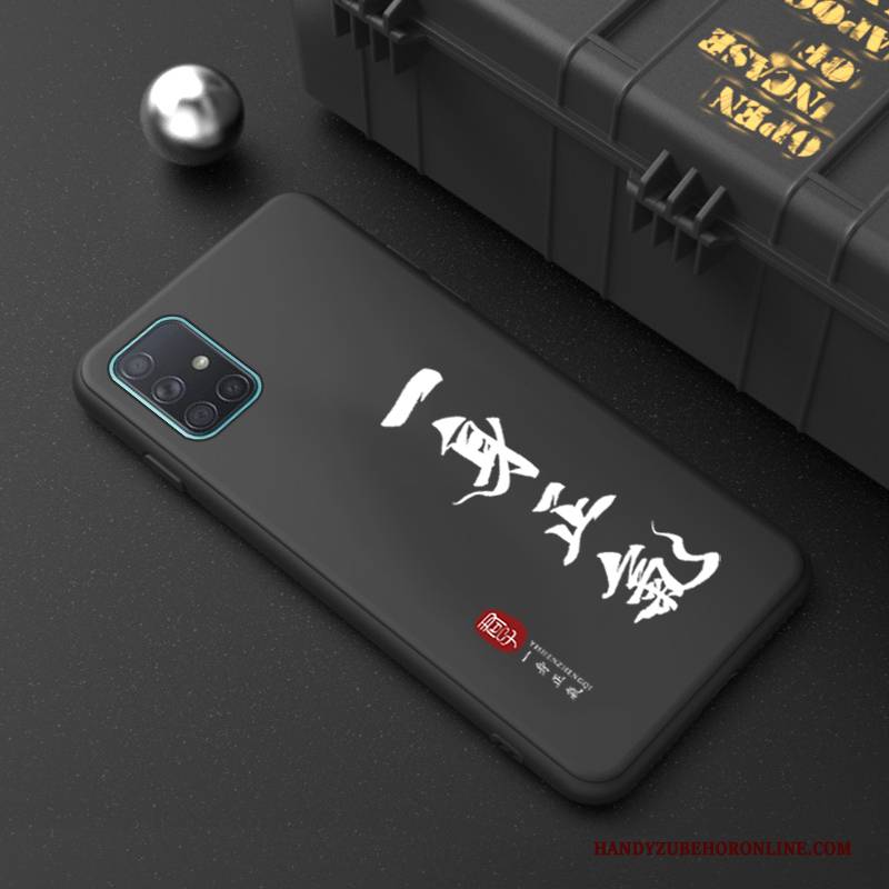 Hülle Samsung Galaxy A71 Weiche Chinesische Art Handyhüllen, Case Samsung Galaxy A71 Silikon Nubuck Schwarz