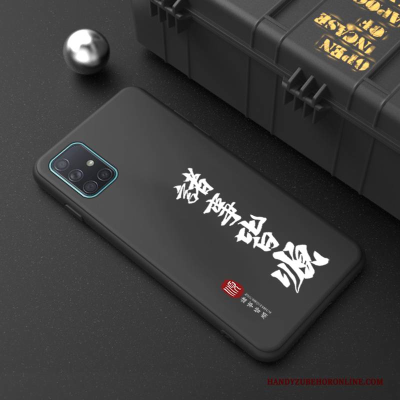 Hülle Samsung Galaxy A71 Weiche Chinesische Art Handyhüllen, Case Samsung Galaxy A71 Silikon Nubuck Schwarz