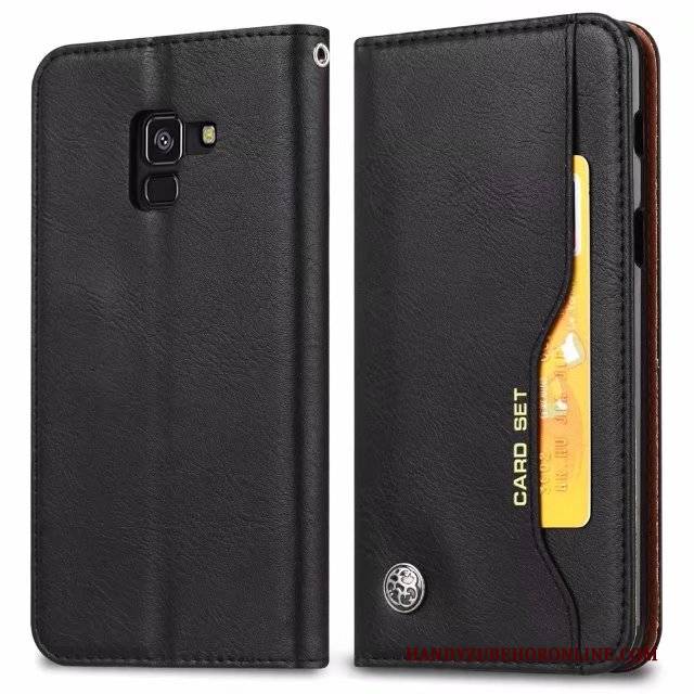 Hülle Samsung Galaxy A8 2018 Halterung Karte Lichtfarbe, Case Samsung Galaxy A8 2018 Folio Handyhüllen