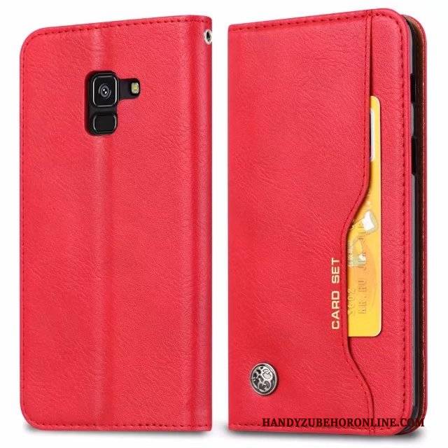 Hülle Samsung Galaxy A8 2018 Halterung Karte Lichtfarbe, Case Samsung Galaxy A8 2018 Folio Handyhüllen