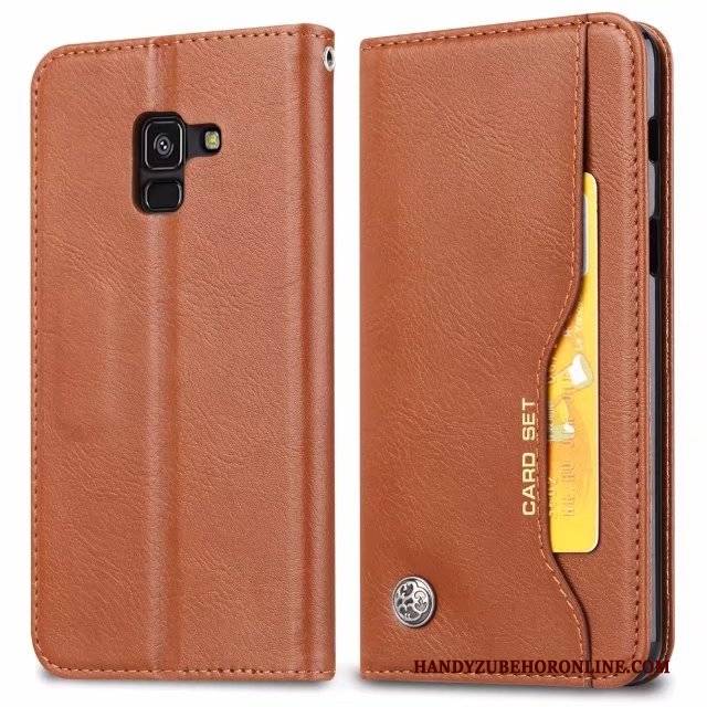 Hülle Samsung Galaxy A8 2018 Halterung Karte Lichtfarbe, Case Samsung Galaxy A8 2018 Folio Handyhüllen