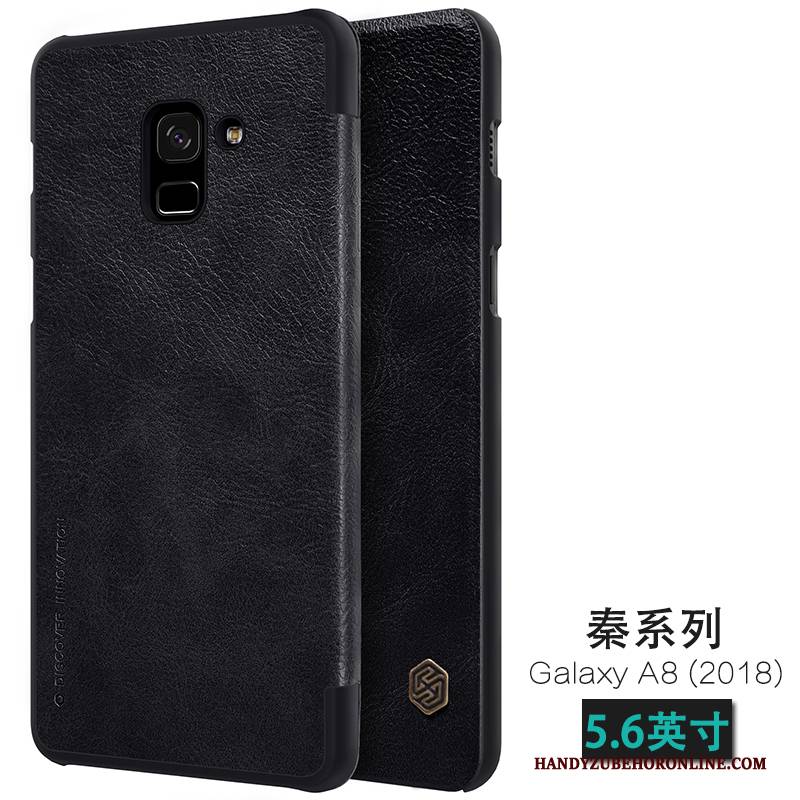 Hülle Samsung Galaxy A8 2018 Lederhülle Gold Gelb, Case Samsung Galaxy A8 2018 Folio