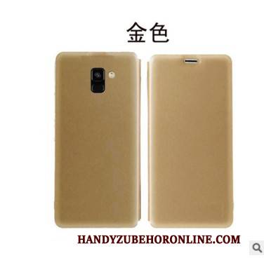 Hülle Samsung Galaxy A8 2018 Lederhülle Gold Handyhüllen, Case Samsung Galaxy A8 2018 Taschen