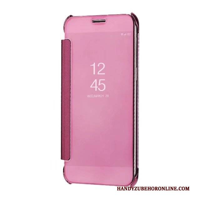 Hülle Samsung Galaxy A8 2018 Lederhülle Spiegel Rosa, Case Samsung Galaxy A8 2018 Überzug