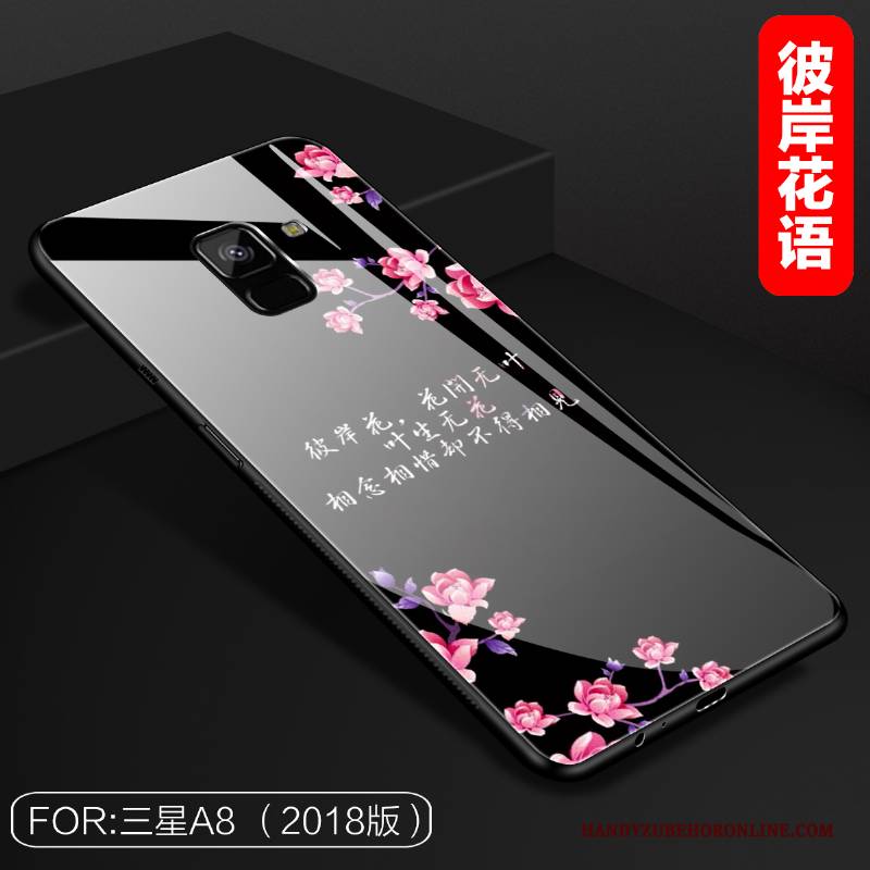 Hülle Samsung Galaxy A8 2018 Schutz Glas Trend, Case Samsung Galaxy A8 2018 Handyhüllen Lila