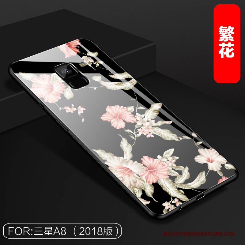 Hülle Samsung Galaxy A8 2018 Schutz Glas Trend, Case Samsung Galaxy A8 2018 Handyhüllen Lila