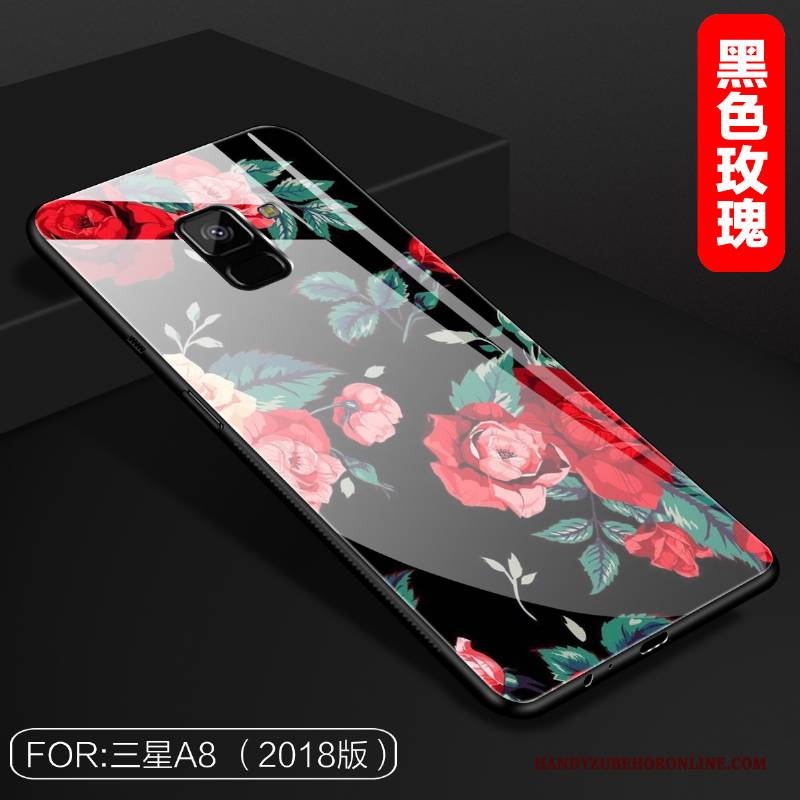 Hülle Samsung Galaxy A8 2018 Schutz Glas Trend, Case Samsung Galaxy A8 2018 Handyhüllen Lila