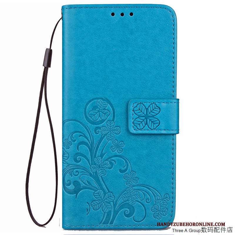 Hülle Samsung Galaxy A8 2018 Taschen Anti-sturz Blau, Case Samsung Galaxy A8 2018 Lederhülle Prägung Handyhüllen