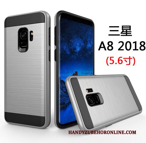 Hülle Samsung Galaxy A8 2018 Taschen Business Grün, Case Samsung Galaxy A8 2018 Seide Handyhüllen