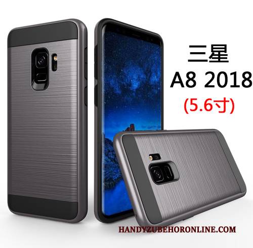 Hülle Samsung Galaxy A8 2018 Taschen Business Grün, Case Samsung Galaxy A8 2018 Seide Handyhüllen