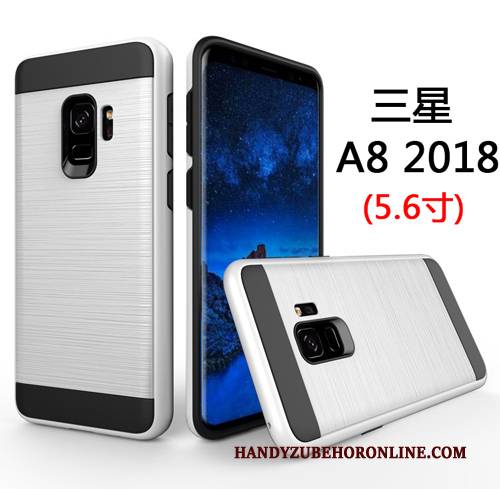 Hülle Samsung Galaxy A8 2018 Taschen Business Grün, Case Samsung Galaxy A8 2018 Seide Handyhüllen