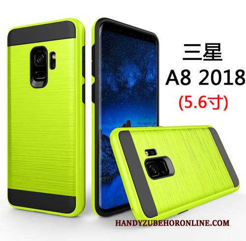 Hülle Samsung Galaxy A8 2018 Taschen Business Grün, Case Samsung Galaxy A8 2018 Seide Handyhüllen