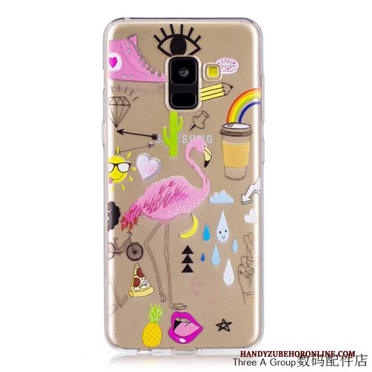 Hülle Samsung Galaxy A8 2018 Taschen Handyhüllen Anti-sturz, Case Samsung Galaxy A8 2018 Weiche Gelb Transparent