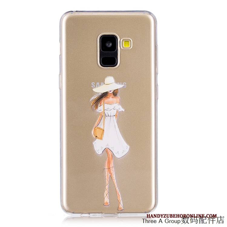 Hülle Samsung Galaxy A8 2018 Taschen Handyhüllen Anti-sturz, Case Samsung Galaxy A8 2018 Weiche Gelb Transparent