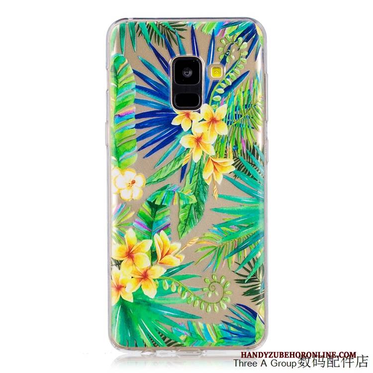 Hülle Samsung Galaxy A8 2018 Taschen Handyhüllen Anti-sturz, Case Samsung Galaxy A8 2018 Weiche Gelb Transparent