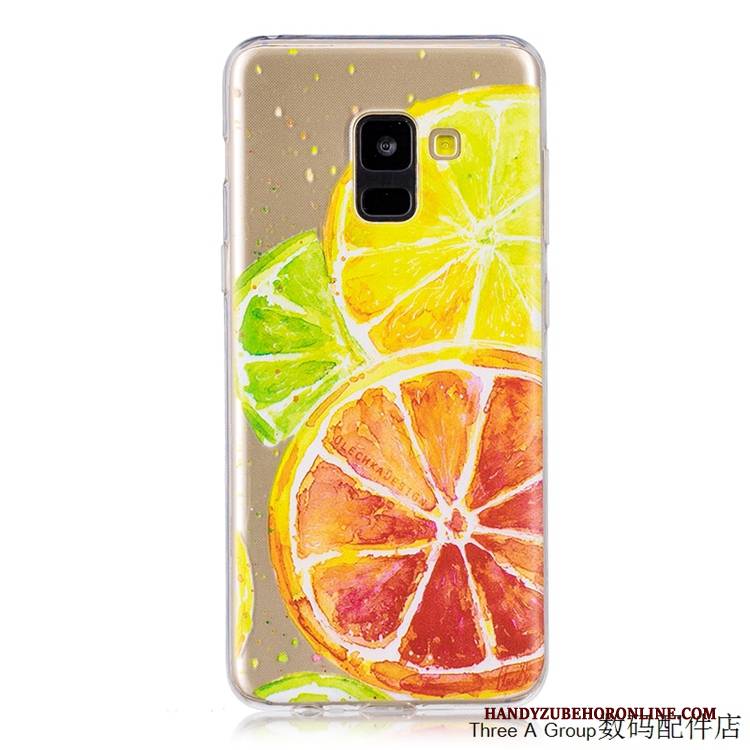 Hülle Samsung Galaxy A8 2018 Taschen Handyhüllen Anti-sturz, Case Samsung Galaxy A8 2018 Weiche Gelb Transparent