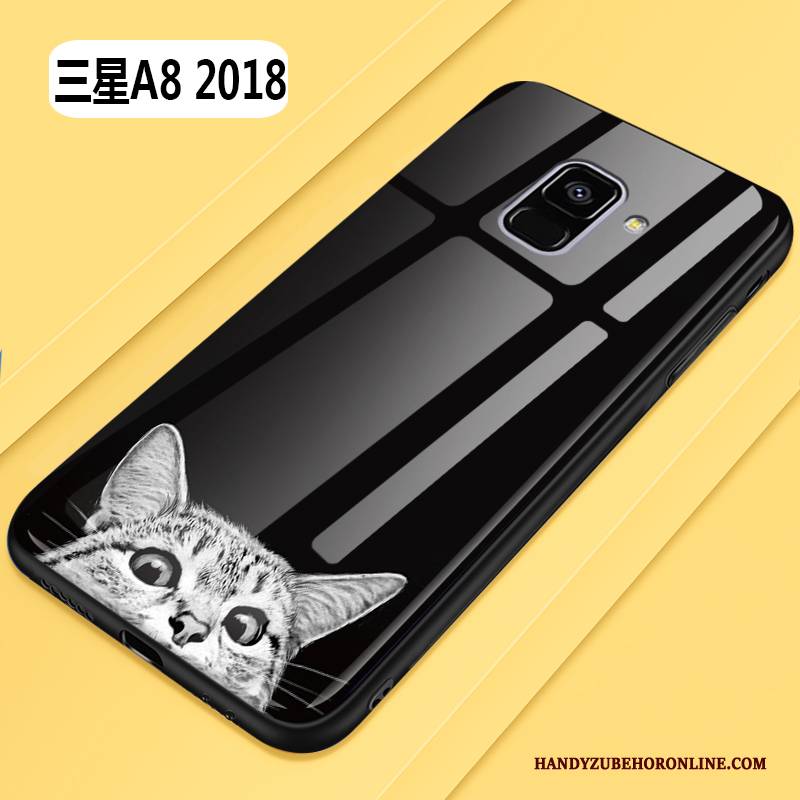 Hülle Samsung Galaxy A8 2018 Taschen Handyhüllen Glas, Case Samsung Galaxy A8 2018 Kreativ Schwer Nette