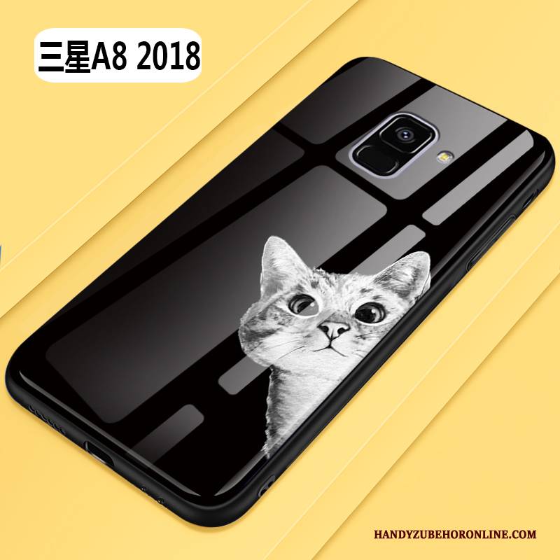 Hülle Samsung Galaxy A8 2018 Taschen Handyhüllen Glas, Case Samsung Galaxy A8 2018 Kreativ Schwer Nette