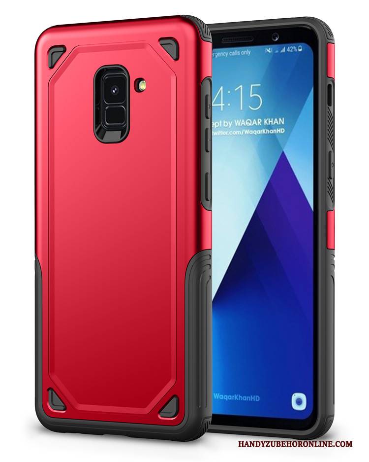 Hülle Samsung Galaxy A8 2018 Taschen Schlank Rutschfest, Case Samsung Galaxy A8 2018 Schutz Handyhüllen Rot